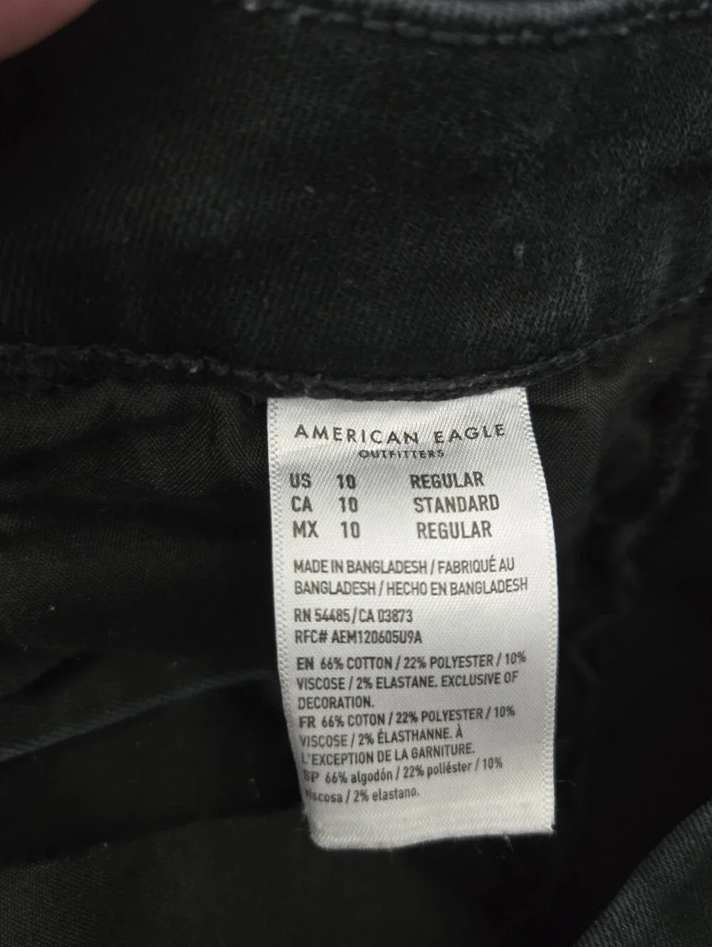 American Eagle Black Distressed Curvy High Rise Jegging Jeans, Size 10